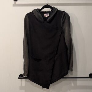 Jolt Black and Gray Asymmetrical Teddy Jacket